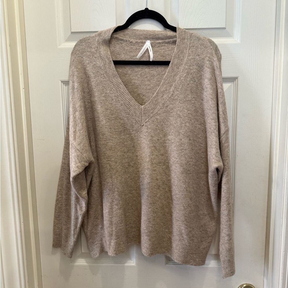 Dreamers Soft Taupe V-Neck Sweater
